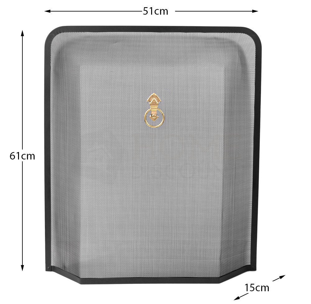 Melton Fire Guard Black Brass Fireplace Cover Protector Freestanding